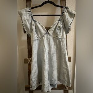 Denim Rhinestone Romper